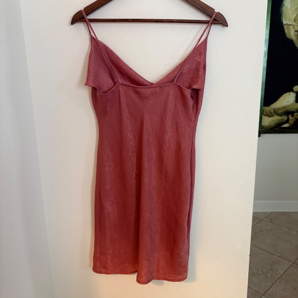 Polly Esther Pink Cowl Neck Spaghetti Strap Mini Dress Size M - Picture 3 of 3